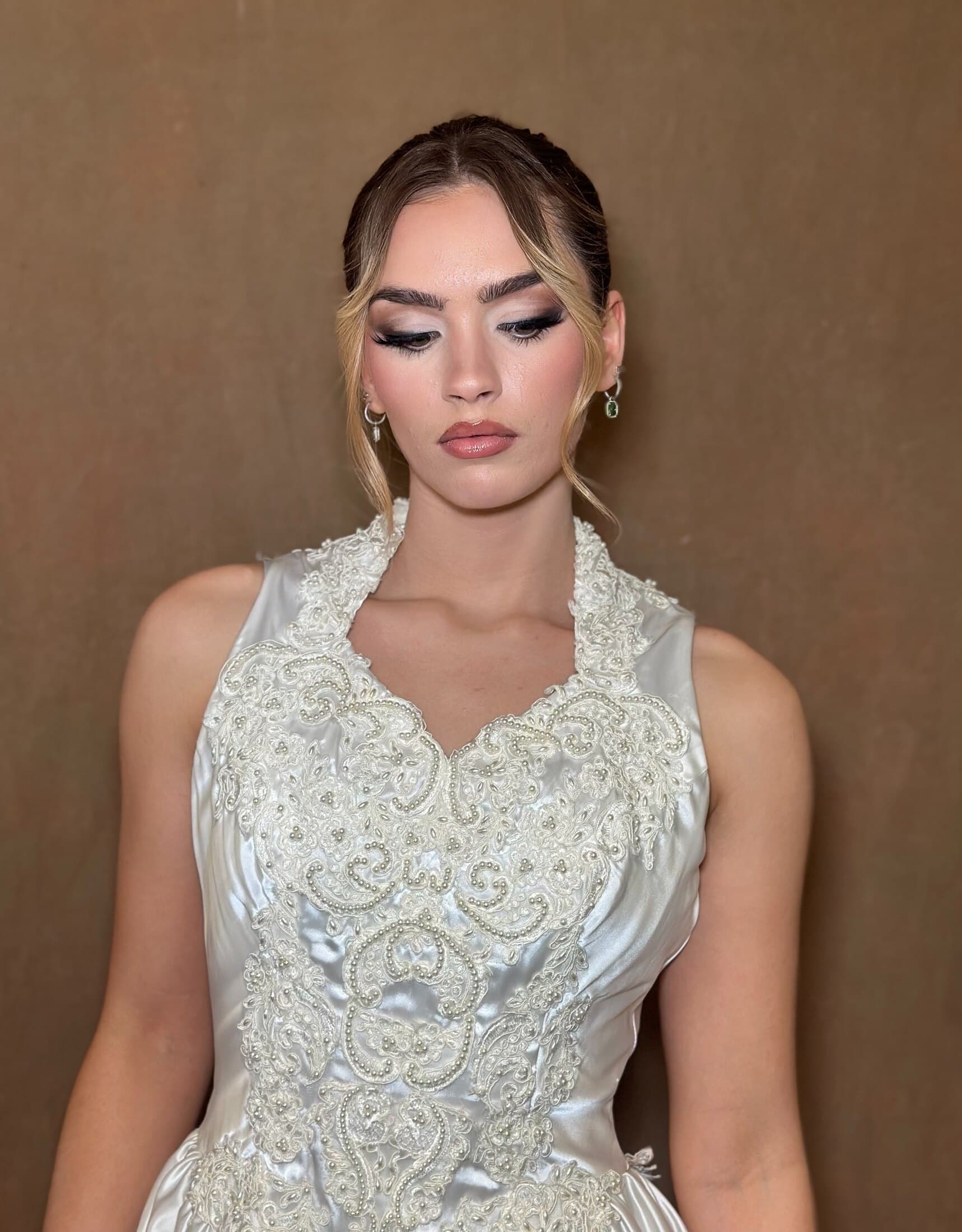 Bridal makeup close-up under veil, New Jersey wedding